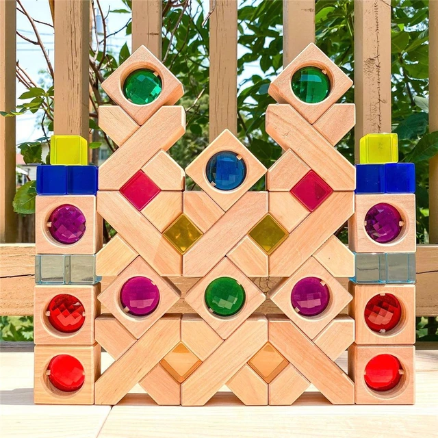 Acrylic Cubes Blocks Gem Blocks Kids Learning Color Light & Shadow Transmission Stacking Toys Baby Montessori Educational Toys 3