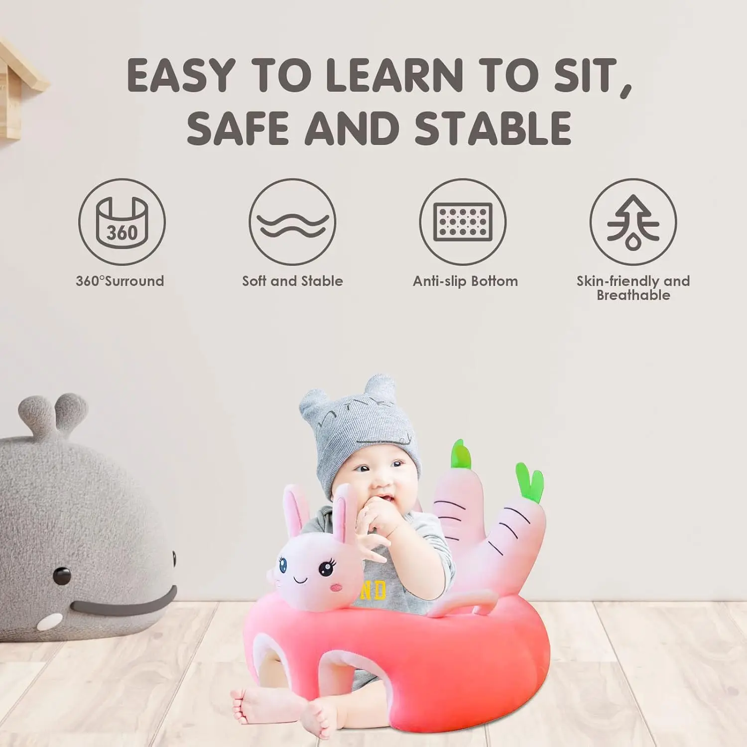 Plush Baby Support Seat Infant Cartoon Animal Plush Learning To Sit Sofa Comfortable Stuffed Doll Baby Rest Seat Chair With Fill