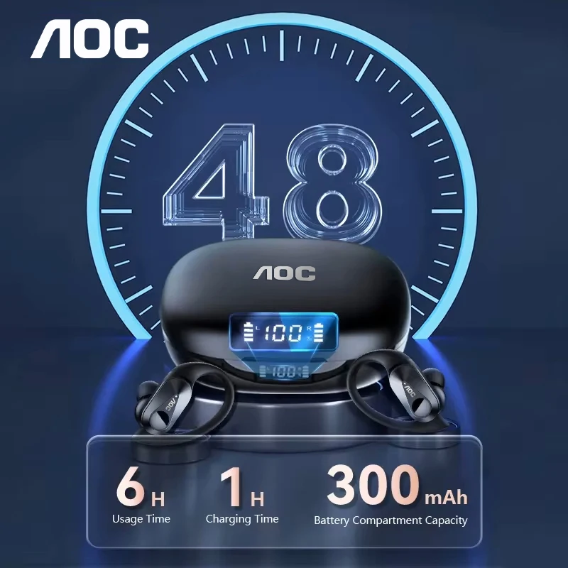 Choice Aoc Gaming Headset Wireless Bluetooth 6 0 Sport Earbuds Led Battery Display Headphones With Mic Waterproof 300mah Lp75, Alina Gadgets