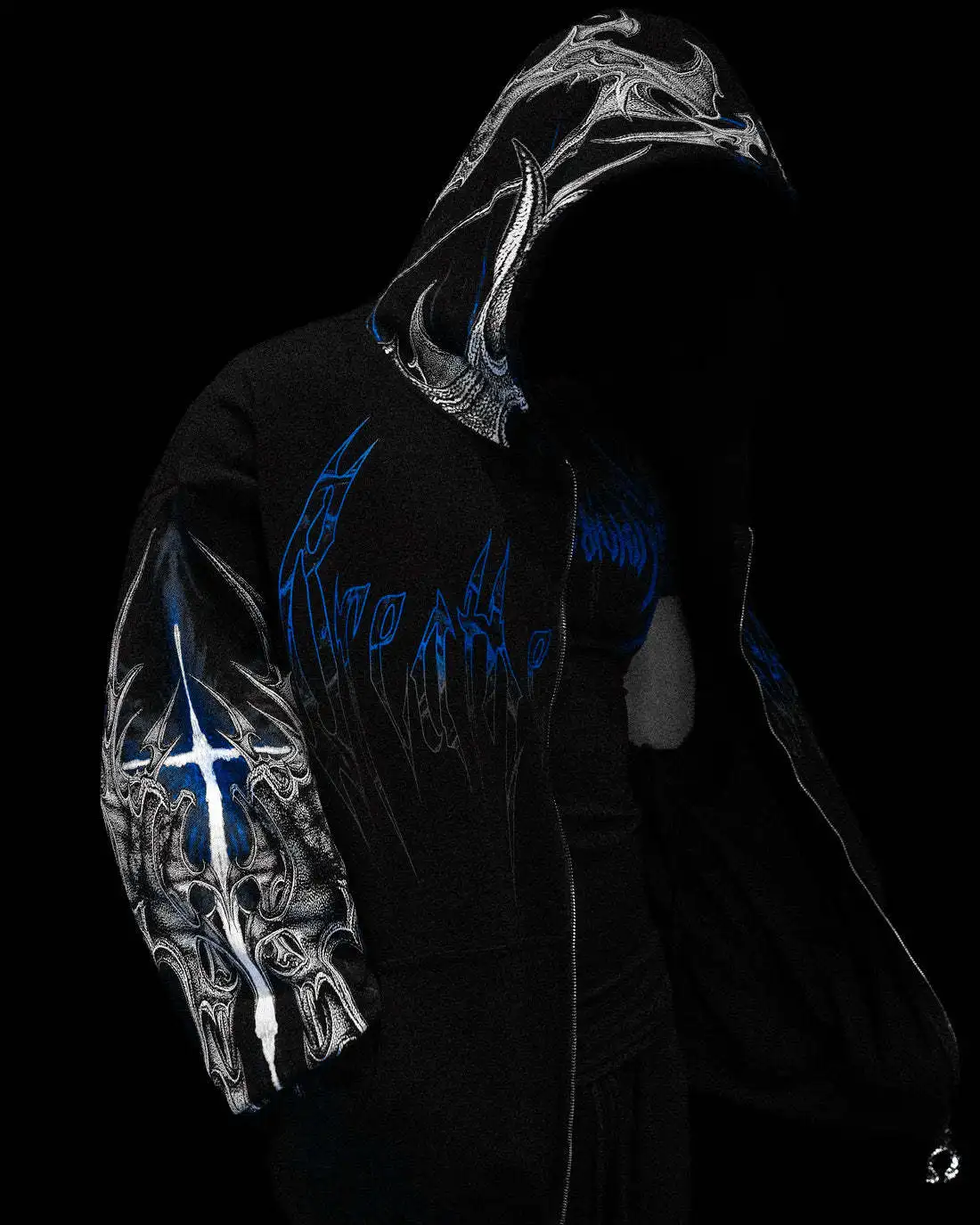 Breathedivinity Fitness Loose Printed Circle Pattern Full-Closure Zippered Hooded Sweatshirt