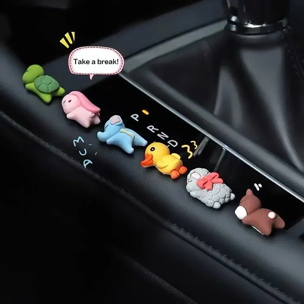 Cute Sleeping Animal Car Dashboard Ornaments Mini Cartoon Toy Car Motorcycle rearview mirror Paste Ornament Pendant Decor