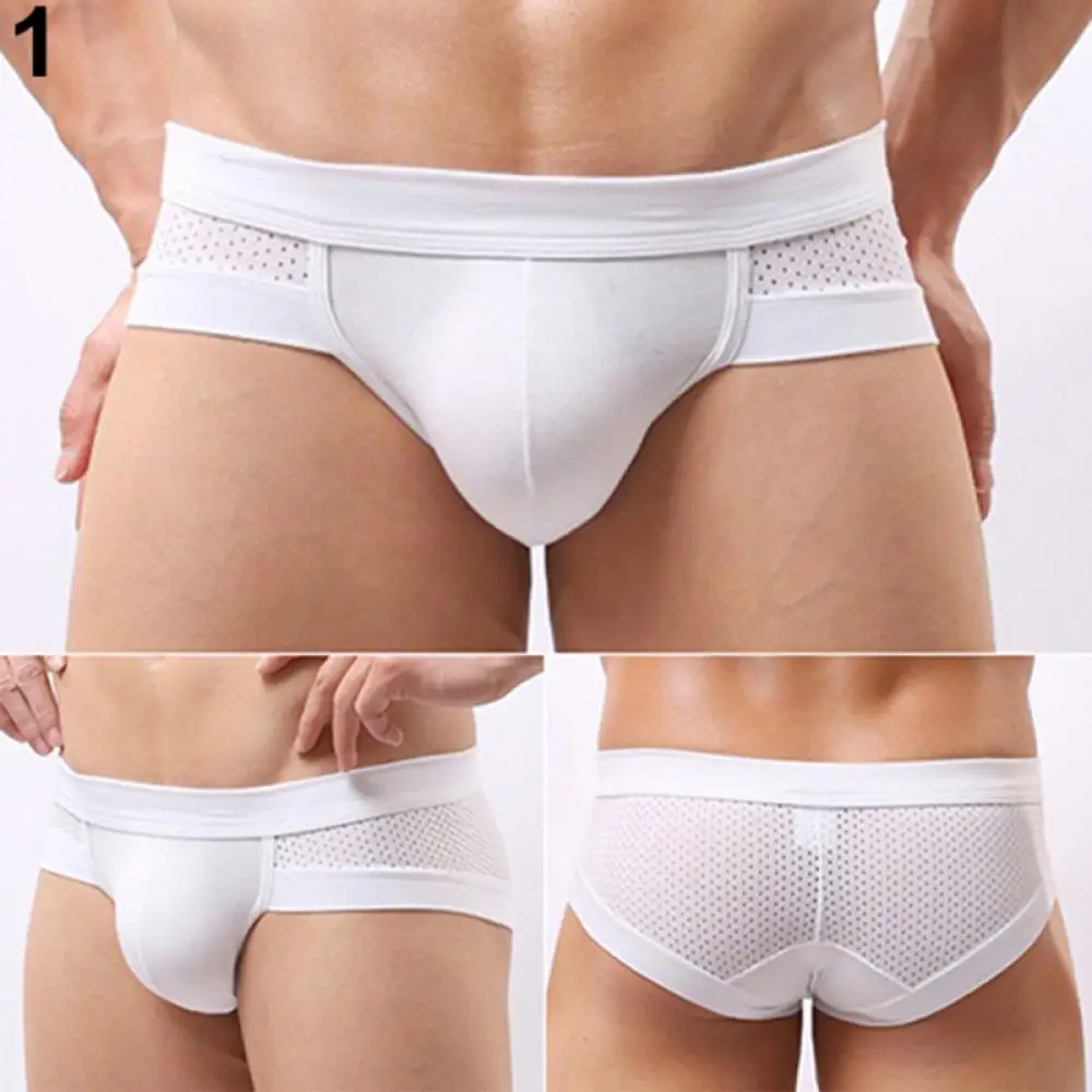 

Men's Sexy Mesh Modal Triangle Underwear Breathable Solid Briefs Underpants Men's Shorts Briefs Man Panties трусы мужские Cuecas
