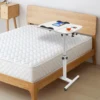 360° Adjustable Laptop Desk Stand Table Stand  Rolling Laptop Table with 4 Wheels White 2