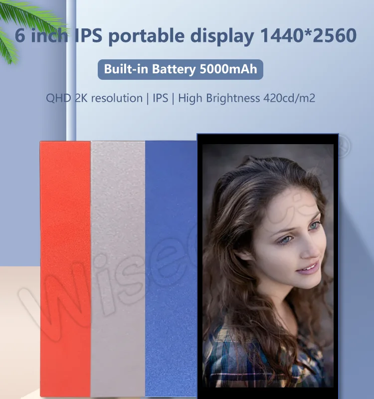 あ*ん様 バッテリー内蔵 11.6インチ ポータブルモニター IPS フルHD Wisecoco-バッテリー内蔵のポータブルモニター,6インチ,2k