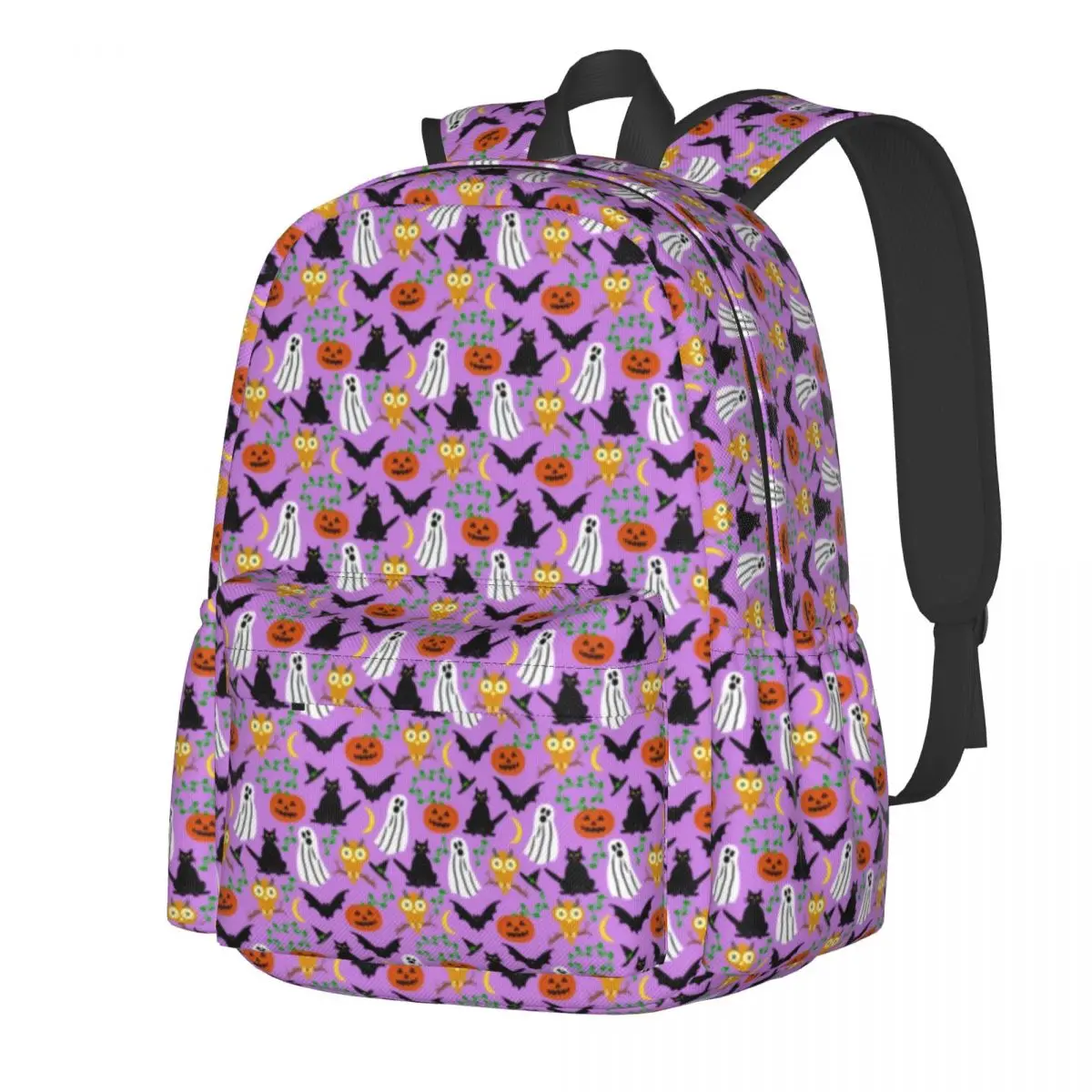 

Halloween Owl Backpack Ghosts Bats Pumpkins Teen Polyester Trekking Backpacks Durable Kawaii High School Bags Rucksack