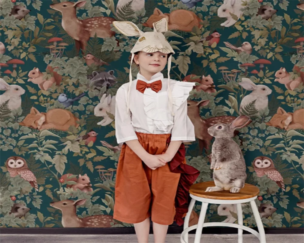 Beibehang-pintura Decorativa Moderna Personalizada para Quarto Papel de Parede Infantil Coelho Elefante Animais Sala de Estar Novo