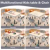 19698-c5ddd9.jpg Kids Table and Chairs Set, Height Adjustable Desk With 4 Seats Max 300lbs, Children Multi-Activity Table for Classrooms,Daycares