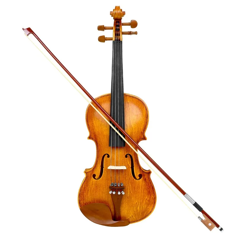 4/4 Natural Color Violin Solid Wood Violin Set with Case Bow Stringed Instrument Violins for Beginners