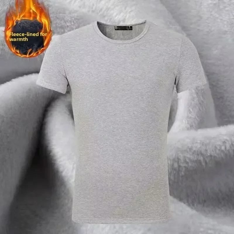 PlatiNum Men's Thickened Fleece T-shirt - Material Close-up