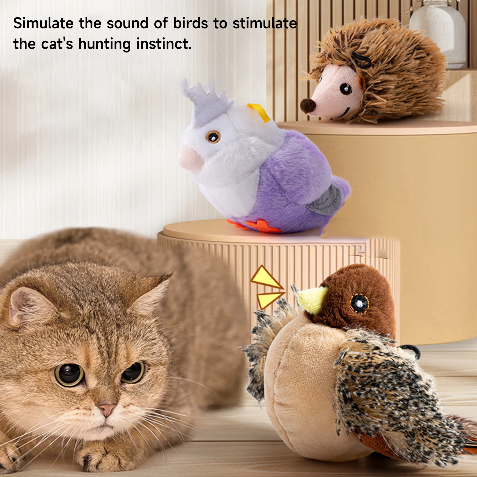 Interactive Cat Toys Simulated Chirping Flapping Bird(no Flying) Melody Chaser Toy For Indoor Cat to Play Exercise Plush Toys