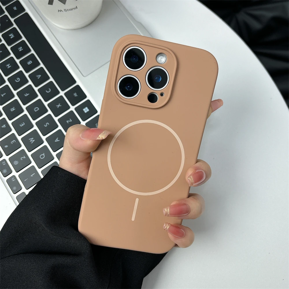 Magnetic Liquid Silicone Phone Case with Wireless Charging and Camera Protection