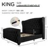 King Platform Bed Frame with Wingback Headboard, Velvet Upholstered Beds Frames with Handmade Button Tufted, King Bed Frame 2
