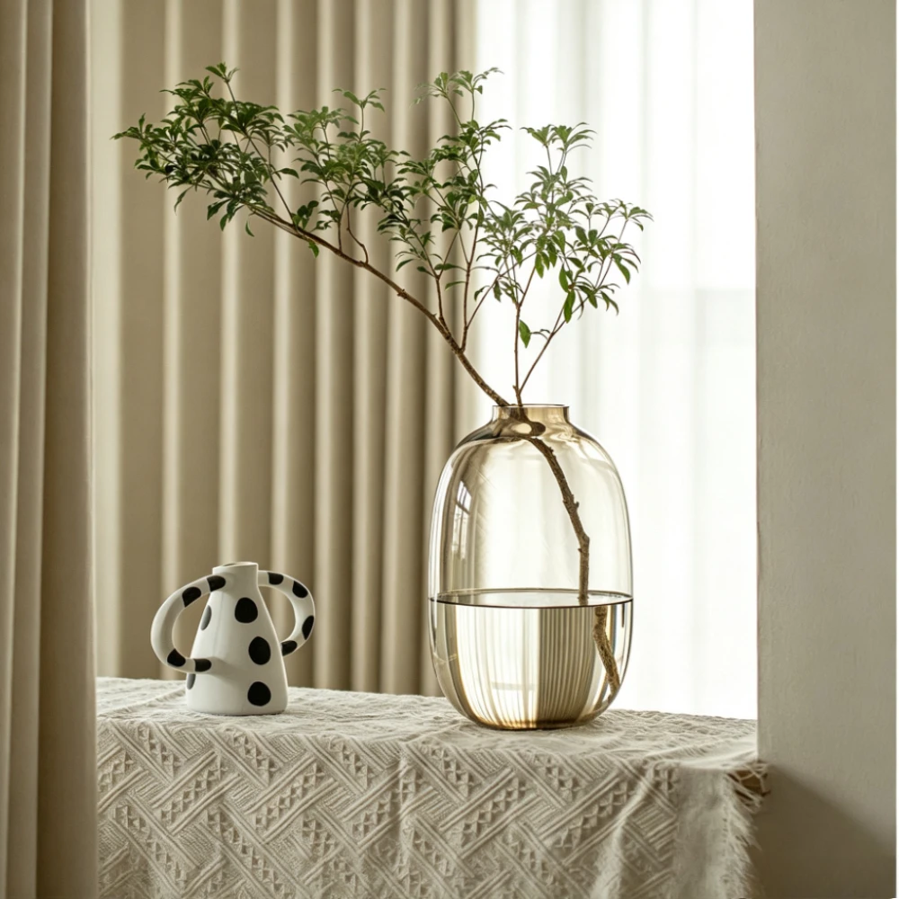 Elegant Nordic Oval Glass Vase for Fresh Flower Arrangements - Stylish Home Decor Piece