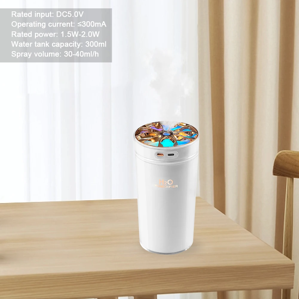 Wireless Car Air Humidifier Portable 300ML USB Diffuser Mist Maker Dual Mode Small Humidifier LED Colorful Night Light