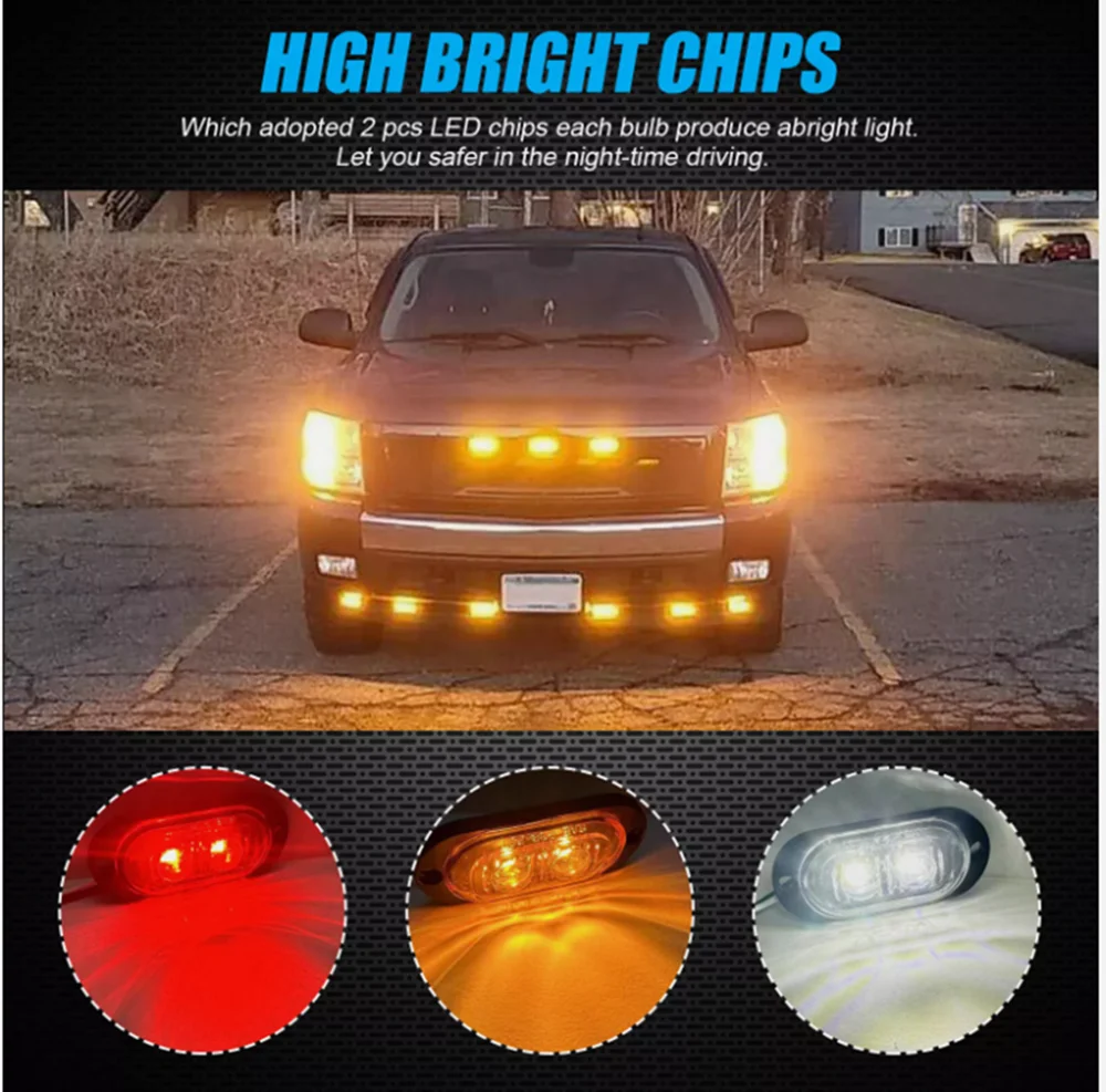Truck Trailer Front Side Marker Lights LED Car Indicators Light Warning Light Lorry Turn Signal Lamp Truck External 4PCS led marker lights,led tail lights