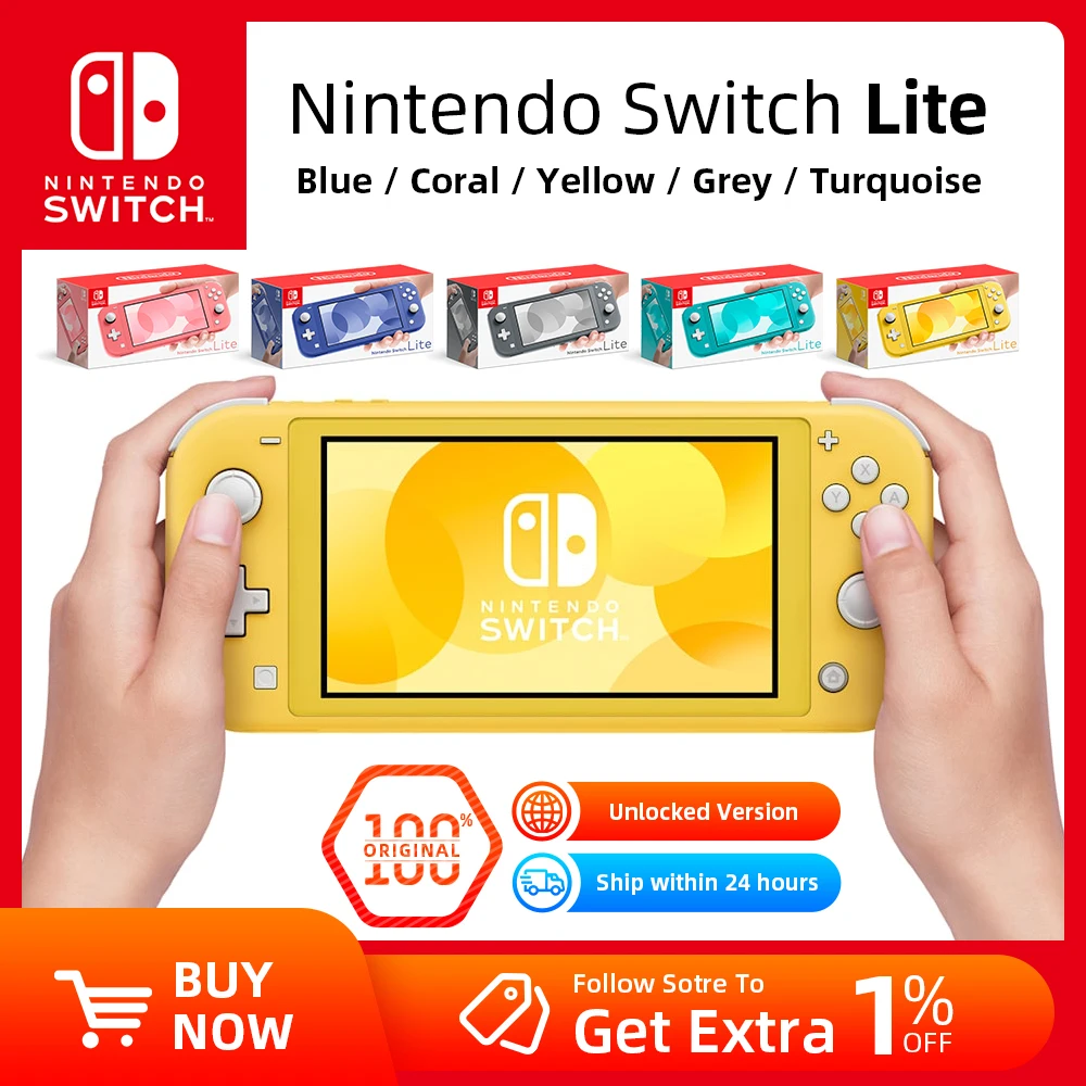Nintendo Switch Lite Yellow ，Turquoise 5.5 inch LCD Touch Screen 32GB  Built-in + Control Pad Compatible All Nintendo Switch Game