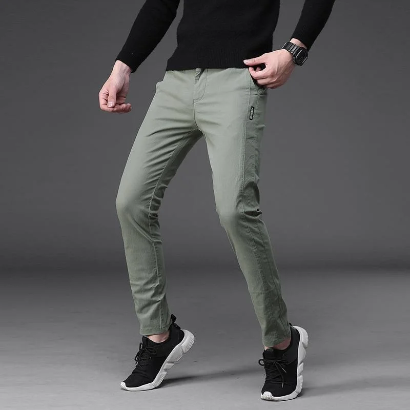 Fashion Men Stretch Business Casual Pencil pants slim fit Straight Suit Pants Classic Trousers Formal Pants