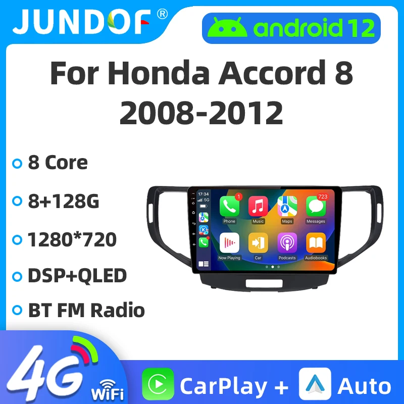 

8G 128G For Honda Accord 8 Acura TSX 2008 - 2012 Car Radio GPS Android Multimedia System Navigation Auto BT No 2 Din DVD