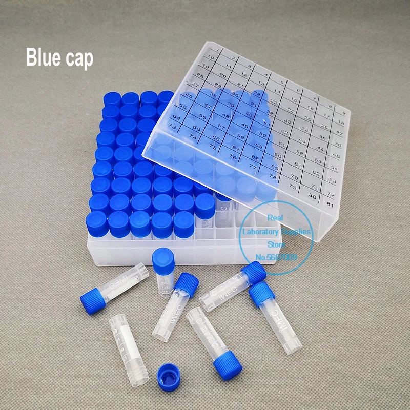 81pieces plastic 1.8ml freezing tube + one piece 81vents plastic Freezing tube storage box with number