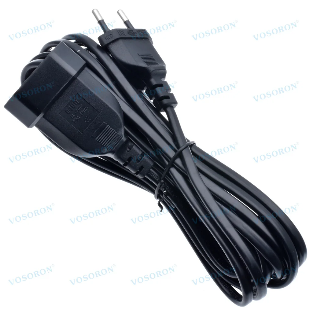 European 2-Prong Power Extension Cable - Male to Female, Available in Multiple Lengths