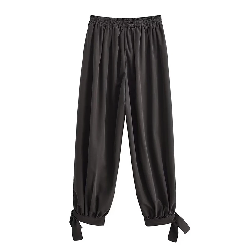 Fashion Bow Tied Lantern Pants For Women Elastic High Waist Long Trousers 2025 Autumn Lady High Street Chic Pants ﻿