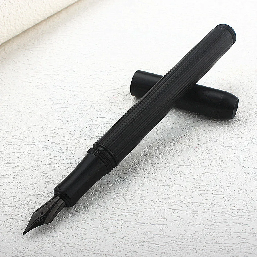 Luxury Metal Fountain Pen Matte Black F/EF Nib 1pc Stationery Office School Supplies Gift Pen