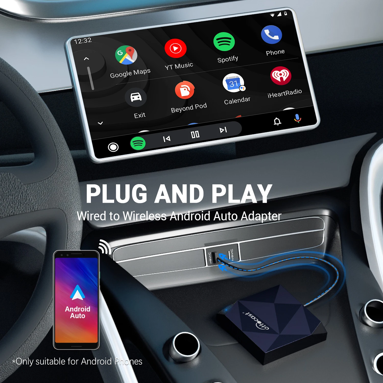 OTTOCAST Android Auto Inalámbrico Adaptador Wireless A2air Pro