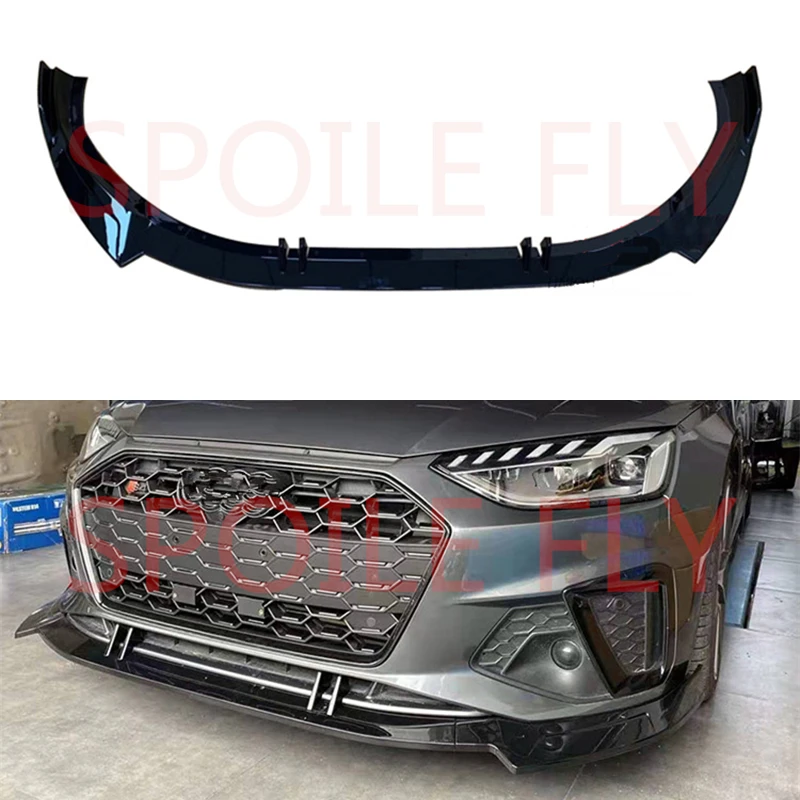 

For Audi A4 A4L A5 A6 B9 C8 2020 2021 2022 2023 Front Lip Chin Diffuser Body Kit Spoiler Bumper Splitter Accessories Carbon Look