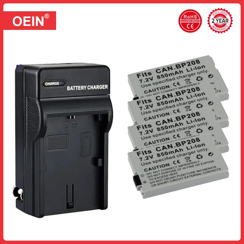 4 шт., аккумуляторные батарейки для Canon DC10 19 DC20 DC21 DC22 DC40 DC50 DC51 DC95 DC100 DC200 850 208 201