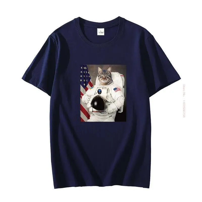 Cat Space Explorer Magliette Grafiche Divertenti Astronauta Shuttle Rocket Cat Pet Animal Cotton T-Shirt Manica Corta Da Uomo Abbigliamento Da Uomo