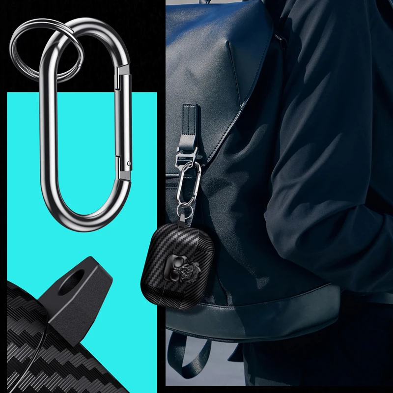 Suit Thug Skull Series Carbon Fiber Headphone Case with Hook