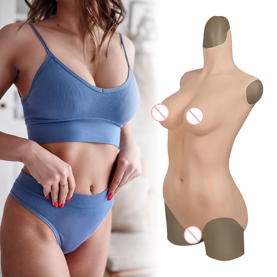 Silicone Bodysuit No Arm Sissy Breast Forms for Crossdresser