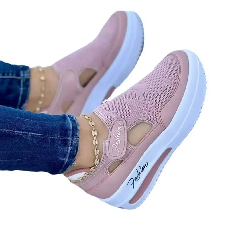Sneakers casual da donna, scarpe con plateau da donna, mesh traspirante, comode scarpe da tennis da donna_voghion.com
