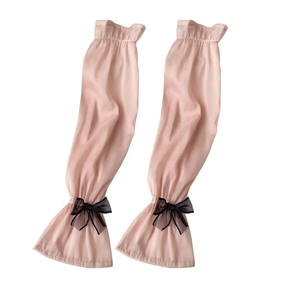 Sun Protection Long Arm Sleeves Sweet Breathable Fingerless Summer Arm Warmers Hand Sleeves Nylon Bow Ice Silk Sleeve Outdoor