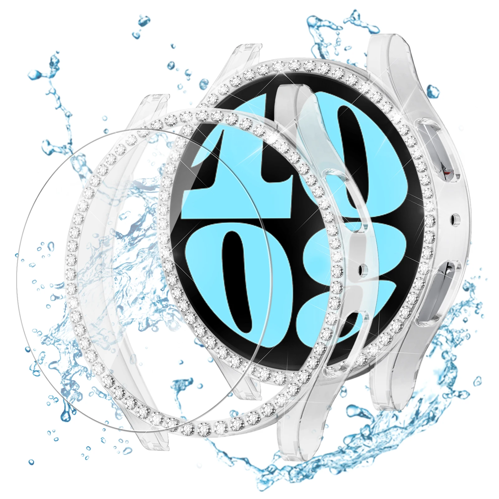 Bling Diamond Glass and Case Set with Screen Protector - Luxury Watch Accessory Cover