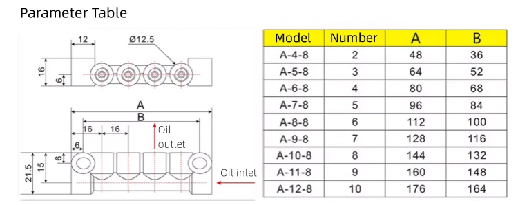 Öl kolben aluminium verteiler A-4 /A-5/A-6/A-7/A-8/A-9/A-10/A-12 widerstand verhältnis 4mm öl verteiler gewinde m8x1 – Detail 2