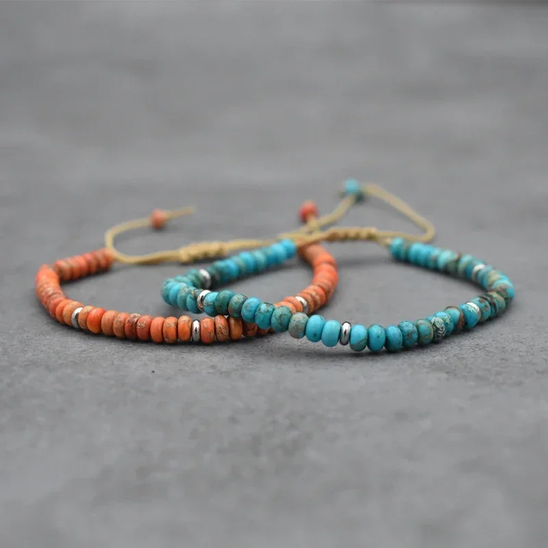 Stone Bead Bracelet Natural Stone Bracelet Beaded Bracelet Handwoven Bracelet Natural Stone Beads Braied Bracelet Small Labradorite Agat Bracelet Women Men Handmade Yoga Jewelry Adjustable