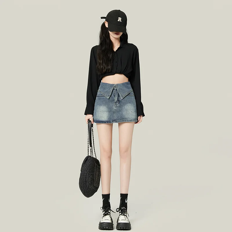 

Y2k Blue Jean Skirt For Women Sexy 2023 Summer Korean Fashion Female Mini Black Short Denim Skirt High Quality Casual Clothes