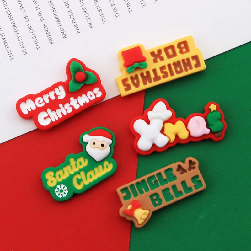 

10Pcs lovely Merry Christmas Resin Elk Santa Glove Bell Flatback Cabochon Cartoon Figurine Scrapbook DIY Christmas Embellishment