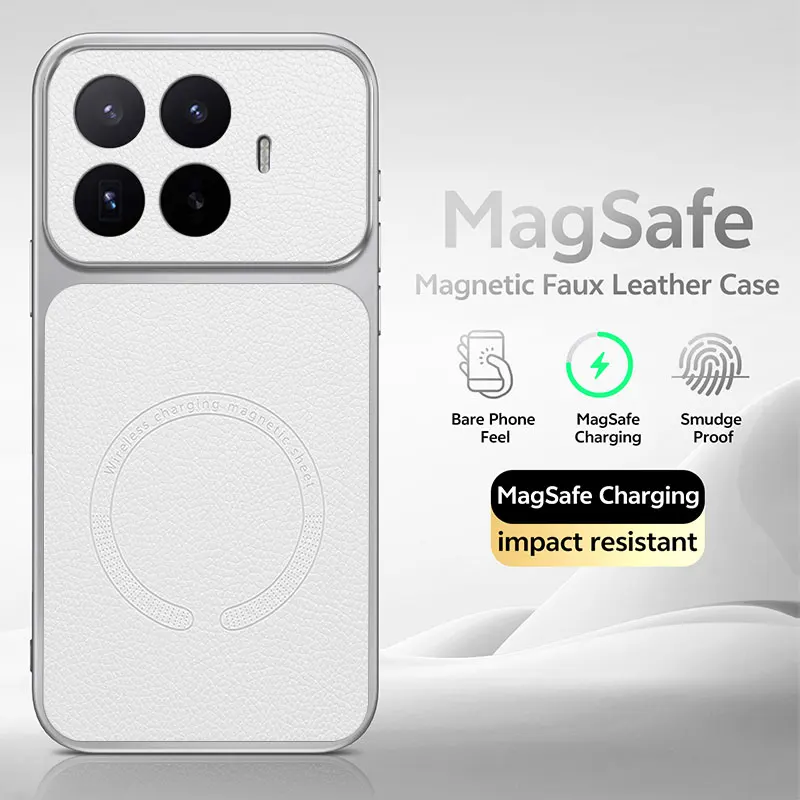 Premium PU Leather Magnetic Wireless Charging Case