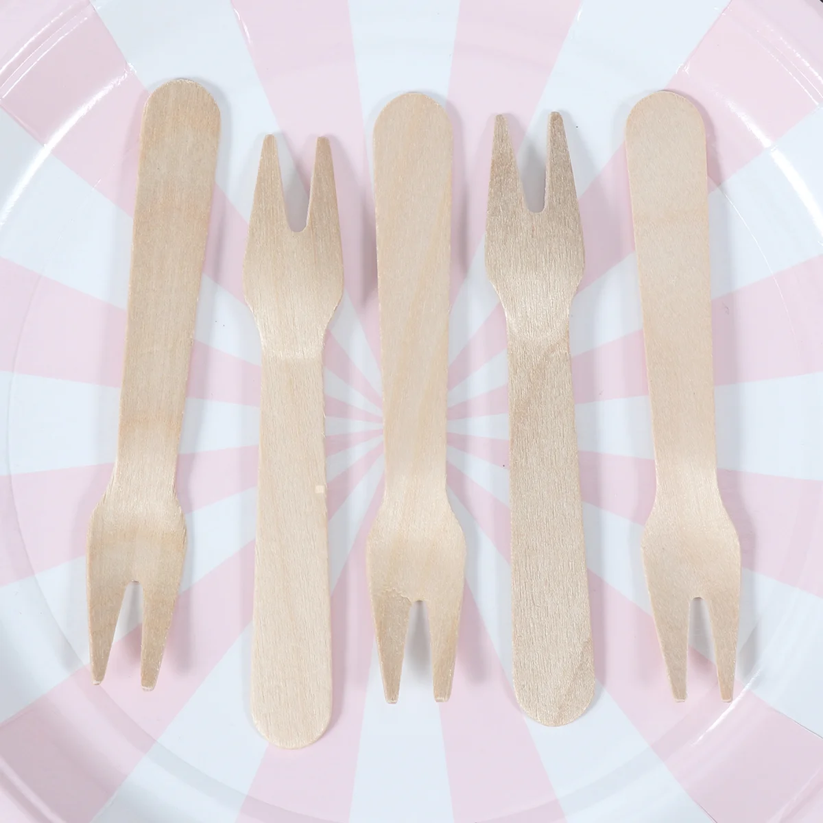100pcs Cake Fork Wooden Cocktail Forks Wooden French Fry Forks Fruit Fork Appetizer Tasting Cake