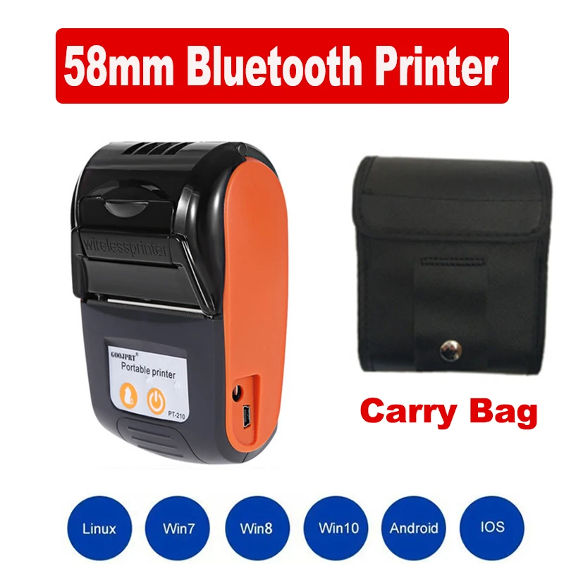 Mini imprimante thermique portable sans fil pour petite entreprise, reçu,  Bluetooth, mobile, 58mm, Prquinze, GroOO