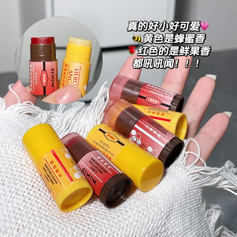 2Pcs Set Fruit Honey Mini Lipstick Before Makeup Base Water Moisturizing Lip Mask Hydrating Fade Lip Lines Lip Oil Cosmetics 3
