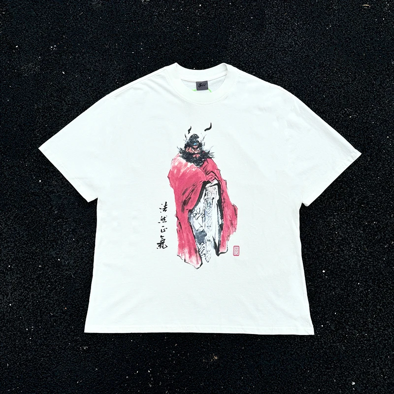 

Y2K Vintage Casual Loose Cotton O-neck Distressed Short Sleeved T-shirt Vintage Street Graffiti Casual Short Sleeved T-shirt