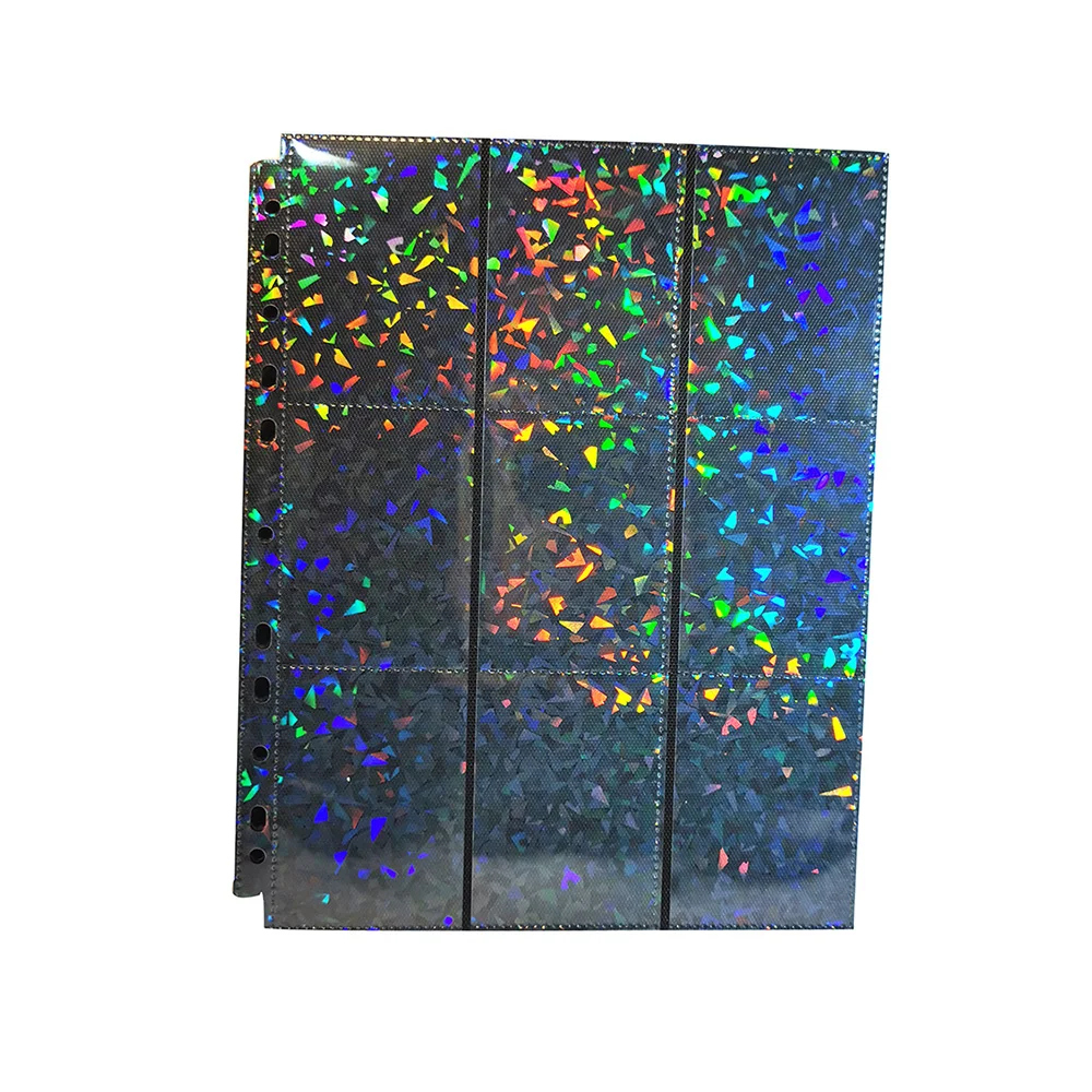 30Pcs 9 Pocket Trading Card Holographic Storage Album Foil Pages 11 Holes Fit 3 Ring Binder Side Loading Laser Idol Card Holder 5