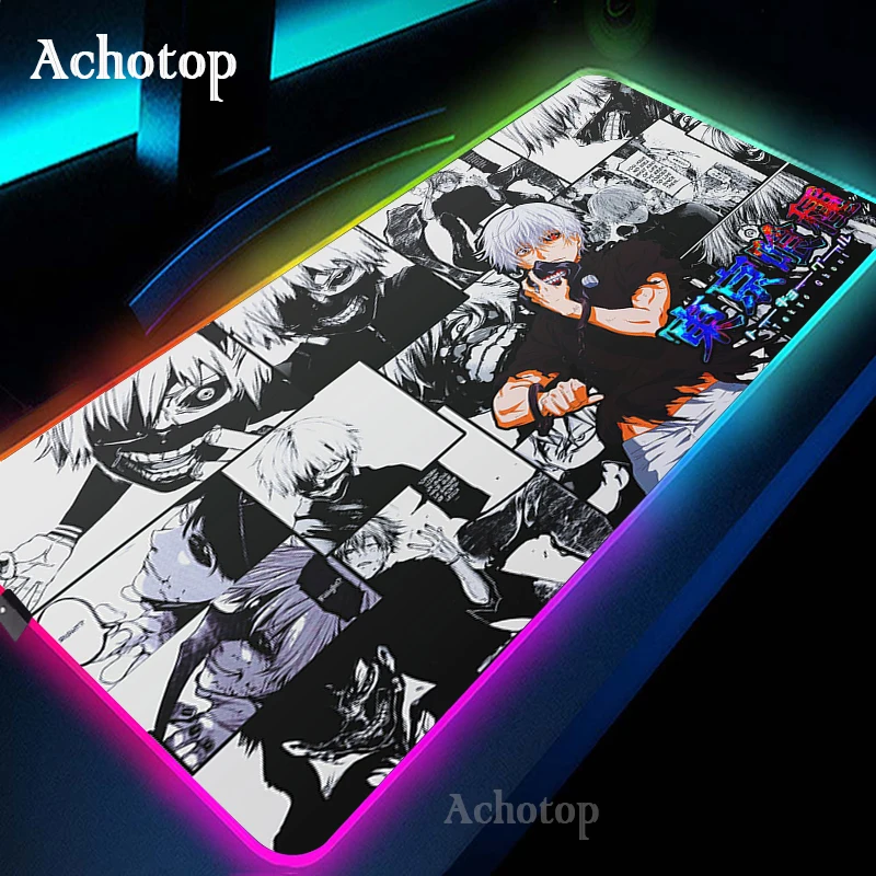 

Tokyo Ghoul Manga RGB Mouse Pad Ken Kaneki Anime Desk Mat Gamer PC Computer XXL Keyboard Carpet Gaming Accessories LED Mousepad