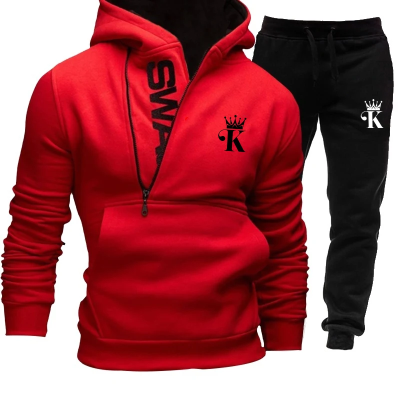 Men's Sports Pants Sweatshirts Hoodeds 2Pcs Sets Street Hip Hop Sweatshirts Male Casual Sportswear Winter New Hoodie 2