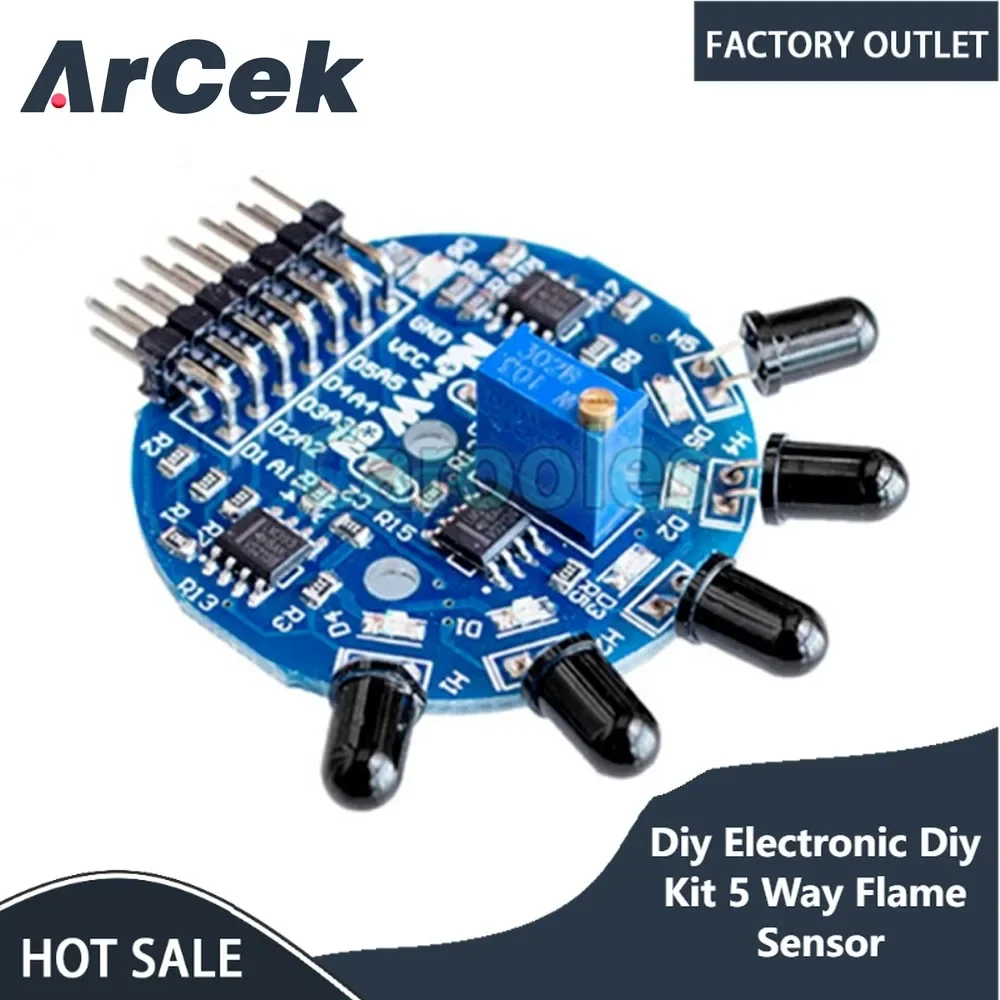

Diy Electronic Diy Kit Dual Output Fire Detection Sensor Module 5 Way Flame Sensor Module Digital Analog Signal for Arduino