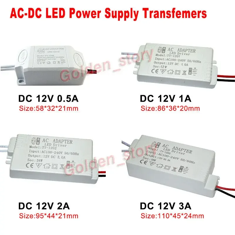

6W 12W 24W 36W 48W 60W LED Driver Power Supply AC220 12V 1A -5A Power Supply Control Lighting Transformers For LED Light Strip