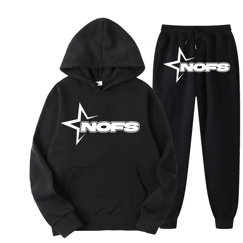 2024 Fashion new Harajuku Hip hop fashion punk rock Goth sweatpants, loose two-piece casual tracksuit